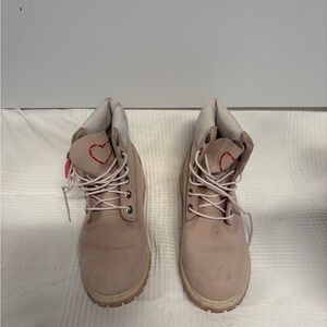 Women's Pink Heart-Embroidered Boots